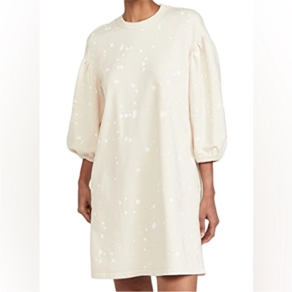 Clare V Dresses & Skirts - Clare V Drop Shoulder Cotton Sweatshirt Dress - Cream Size Small